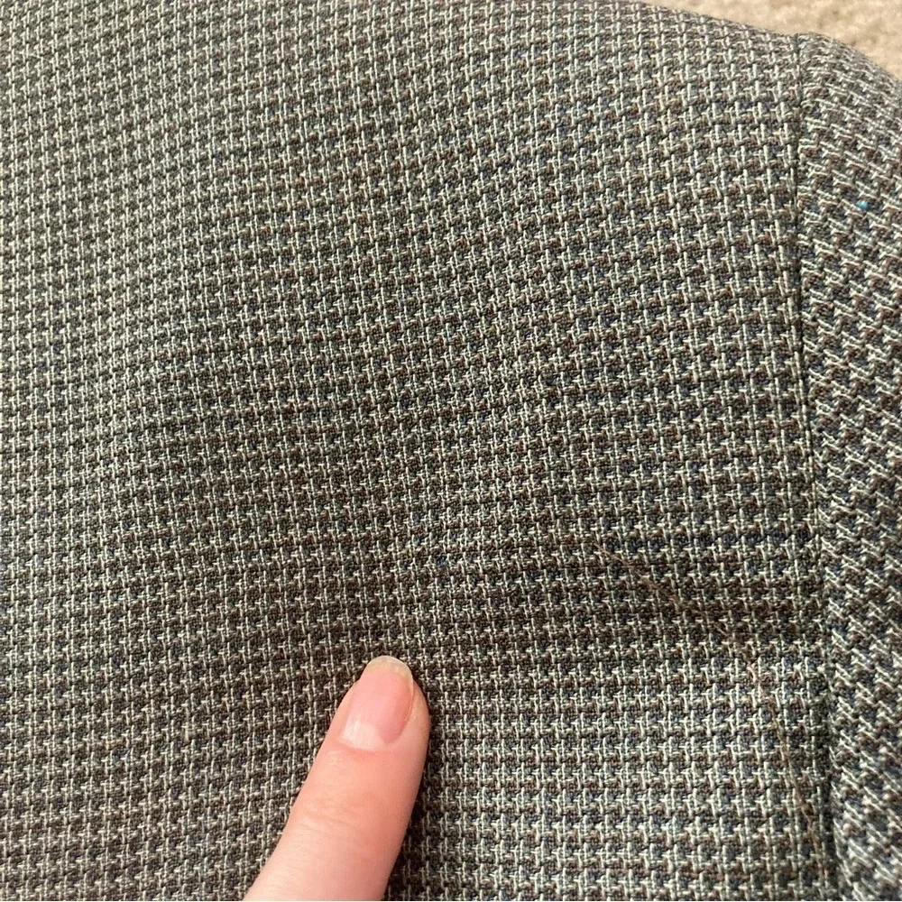 Oscar De La Renta 100% Wool Houndstooth Blazer Size 44 Regular Gray